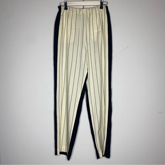 Tory Burch Pants Casual Straight Leg Stripes Cream Front Black Back Pockets Sz 2 - Picture 1 of 5